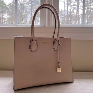 Michael Kors Mercer Large Leather Tote, Light Pink